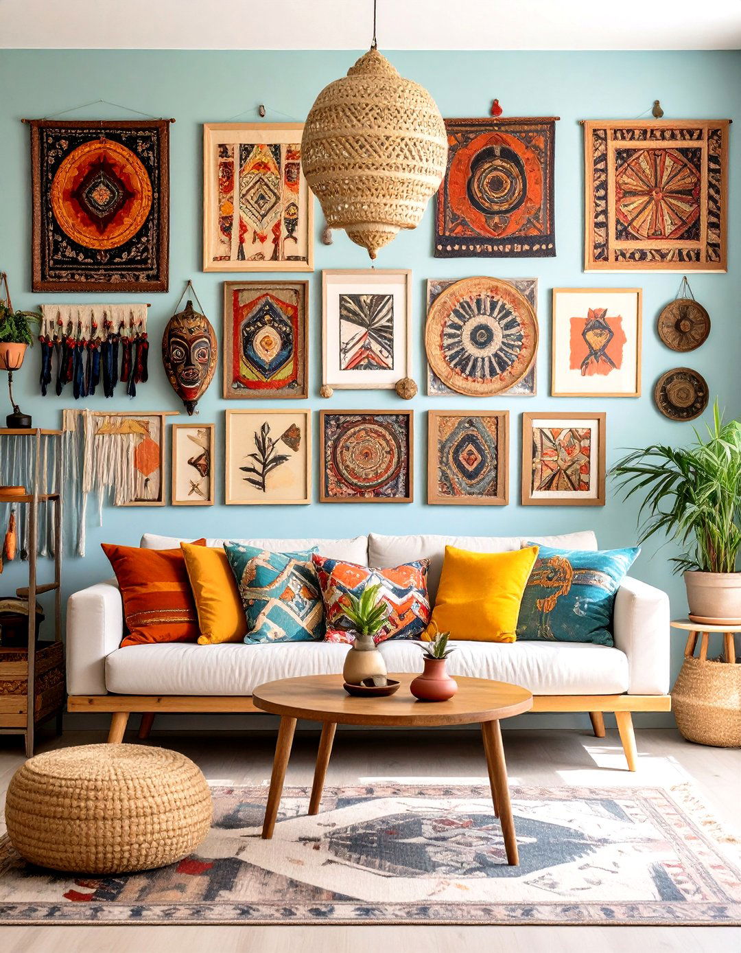 The Global Eclectic Gallery Wall - 30 living room gallery wall ideas