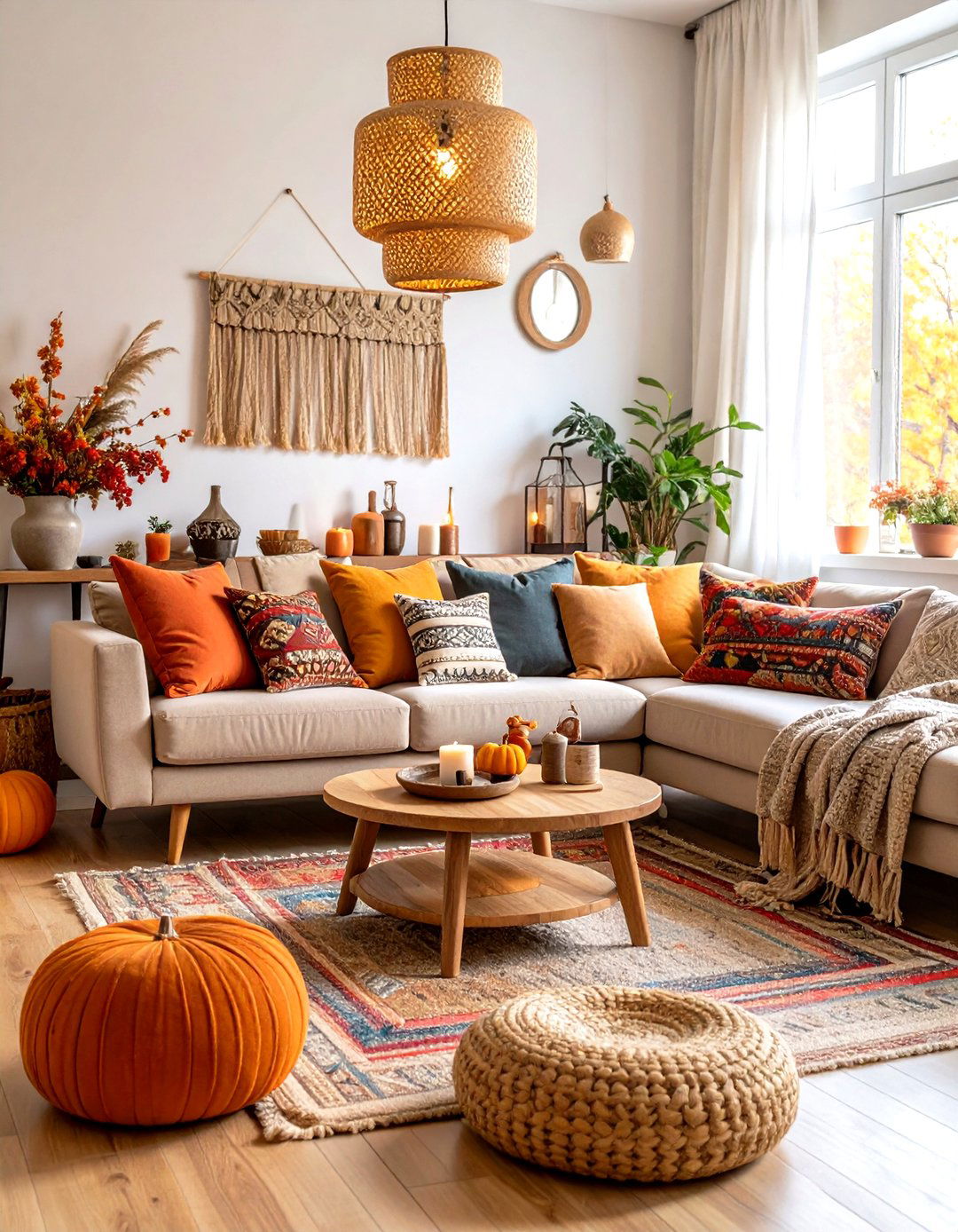 The Global Inspired Autumn Living Room - 30 living room fall decor ideas
