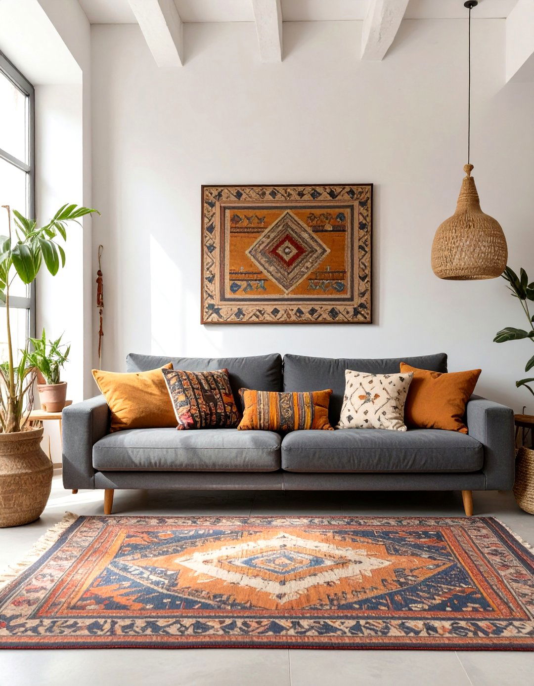 The Global Nomad Living Room - 30 dark grey couch living room ideas