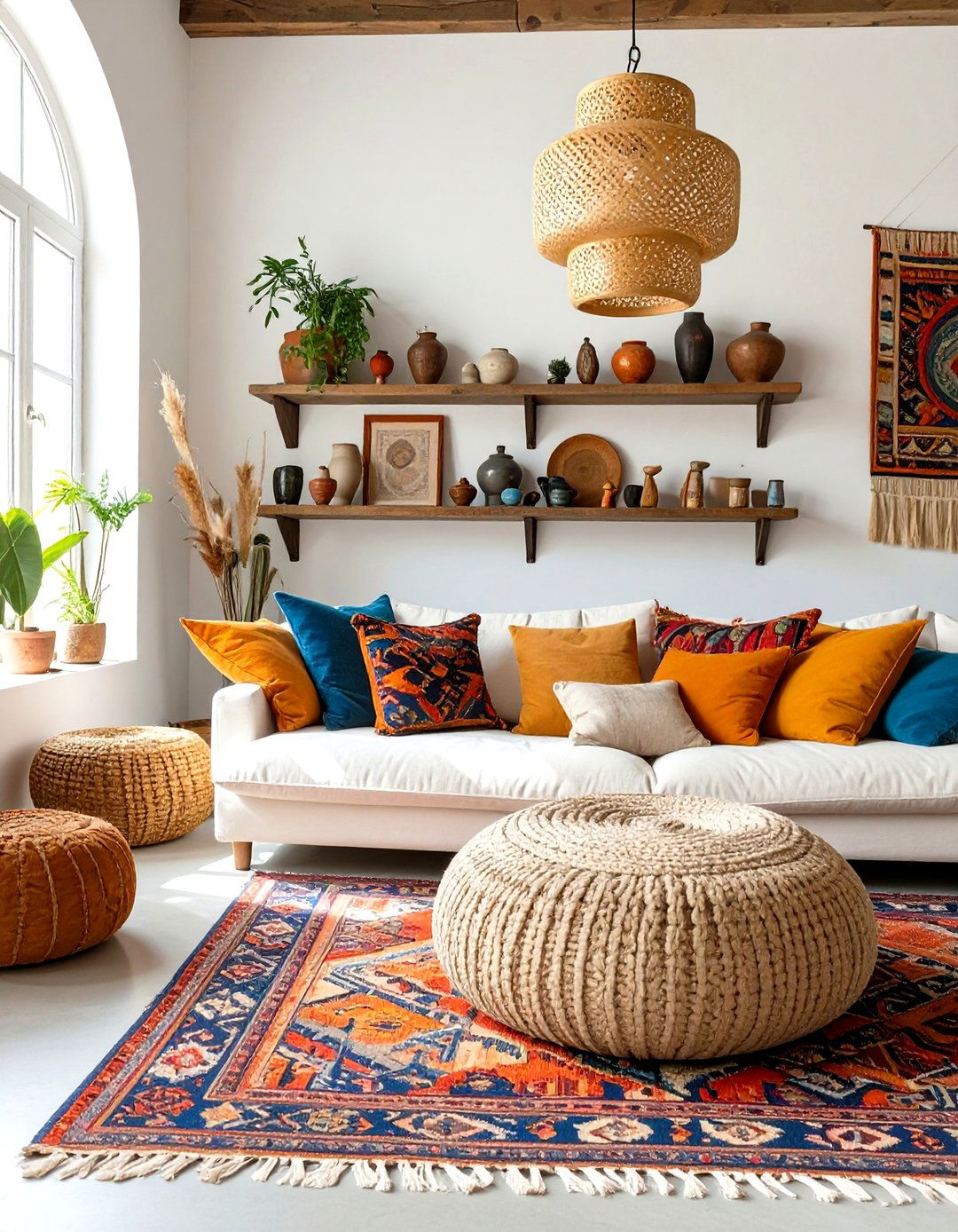 The Global Nomad Living Room Vibe - 30 cozy apartment living room ideas