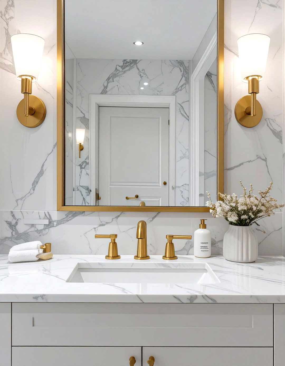 The Golden Accents Master Bathroom - 30 luxury master bathroom ideas