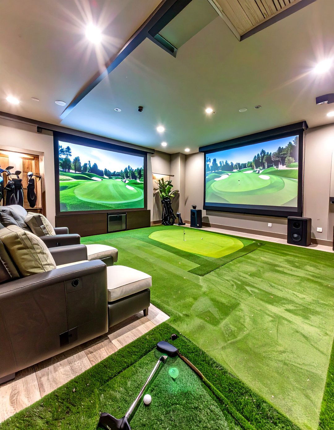 The Golfers Green Basement - 30 man cave basement ideas