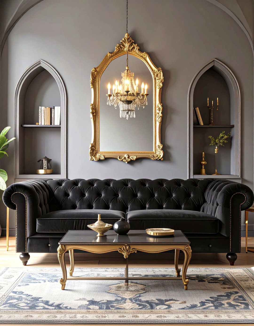 The Gothic Inspired Living Room - 30 dark academia interior design ideas