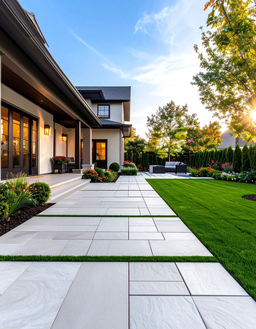 The Grand Entrance Walkway - 30 backyard ideas with pavers and turf