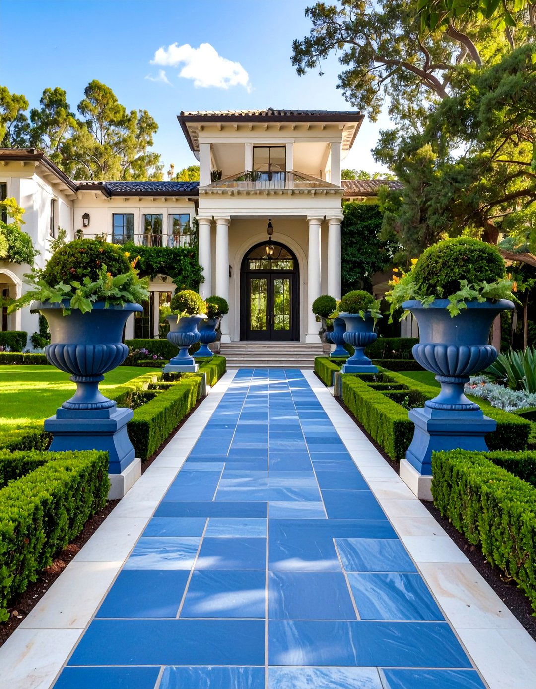The Grand Entrance with a Formal Walkway - 30 curb appeal front yard landscaping ideas