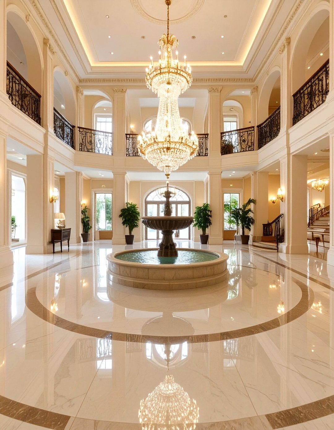 The Grand Foyer with a Central Fountain - 30 baroque interior design ideas