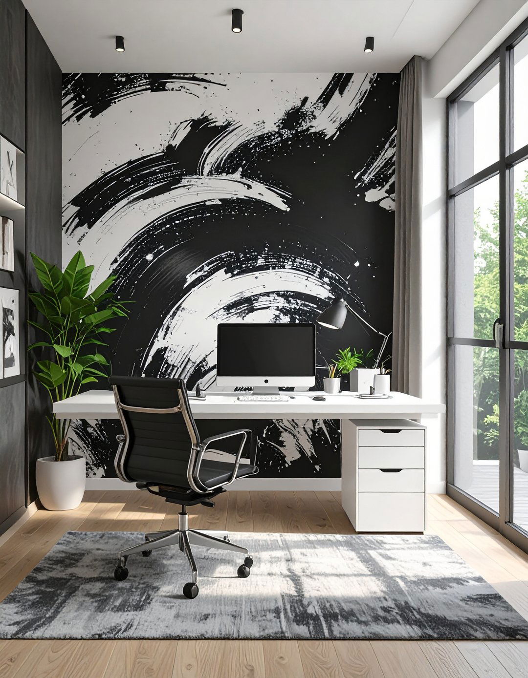 The Graphic Accent Minimalist Office - 30 minimalist interior design ideas