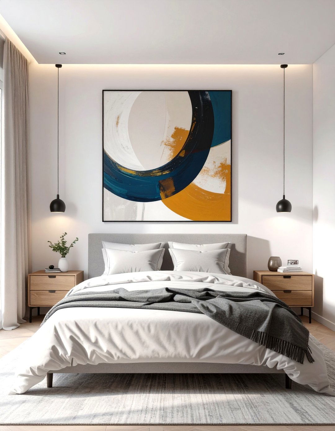 The Graphic Art Focus Bedroom - 30 cozy modern small bedroom ideas