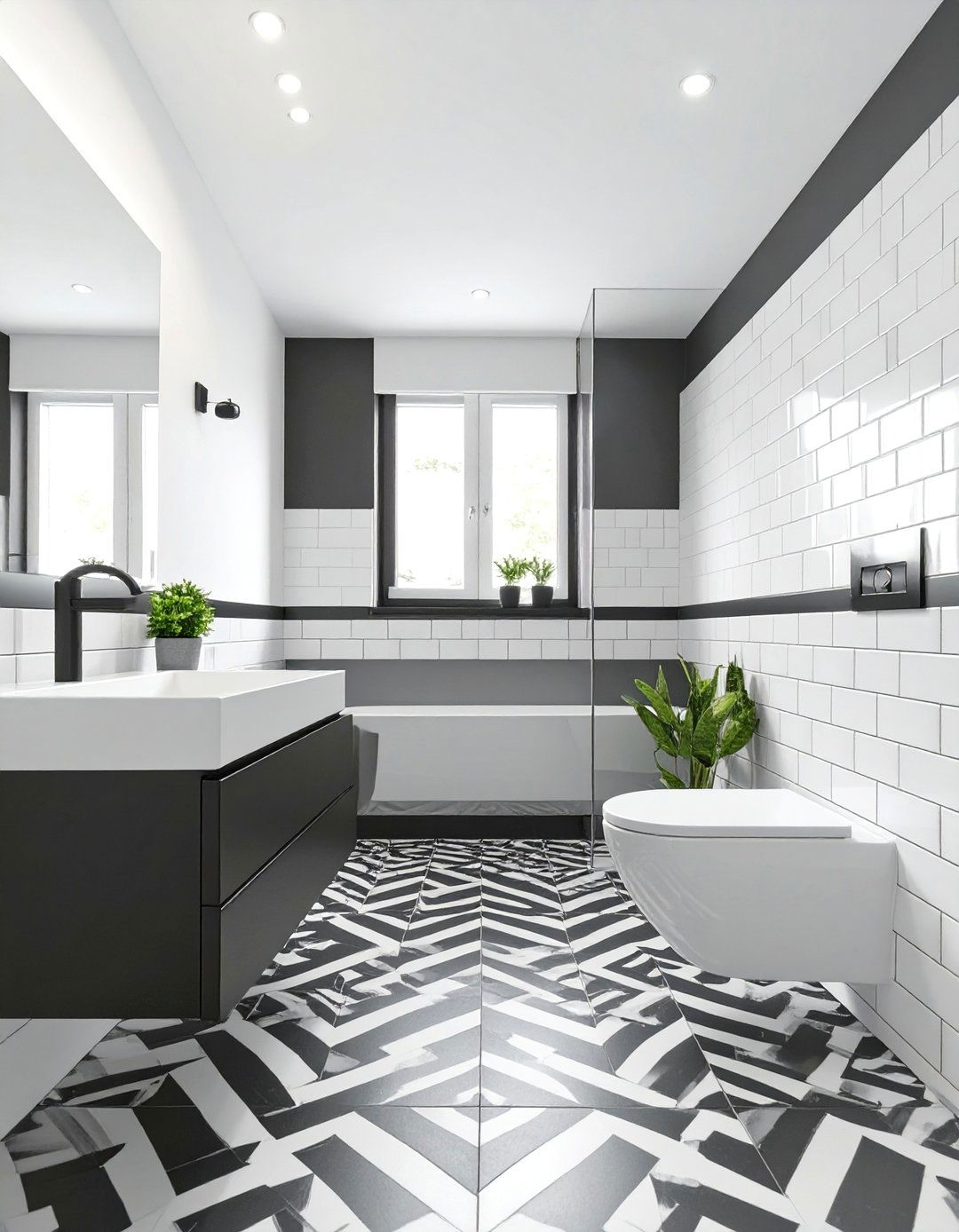 The Graphic Black and White Bathroom - 30 bathroom reno ideas