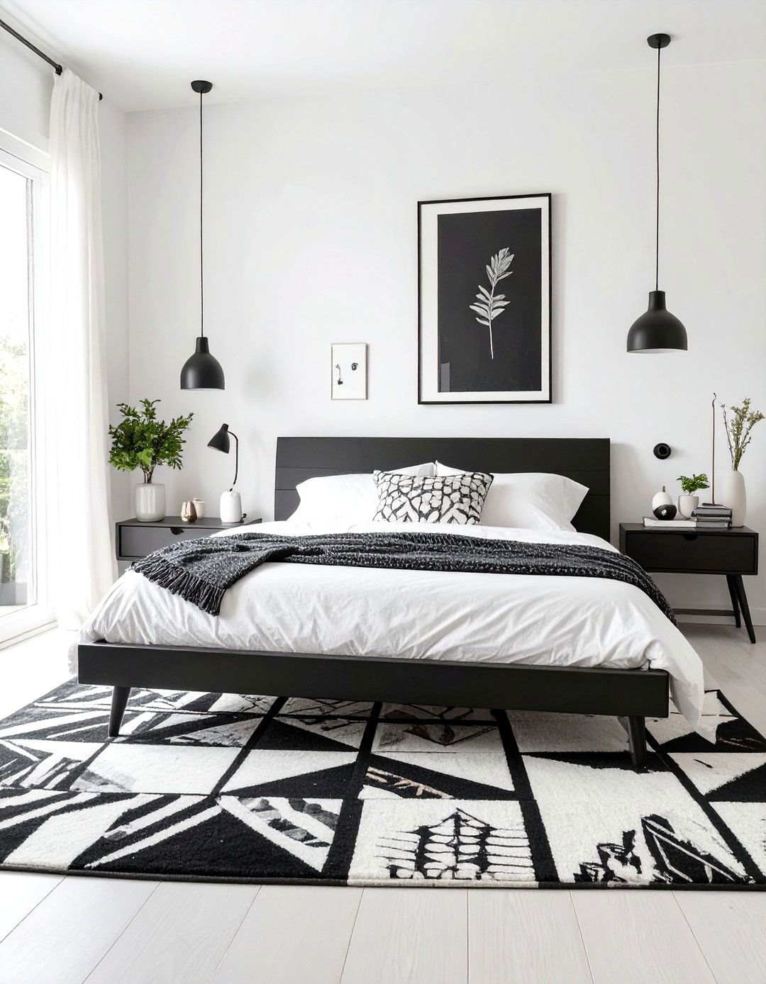 The Graphic Black and White Bedroom - 30 mid century modern bedroom ideas