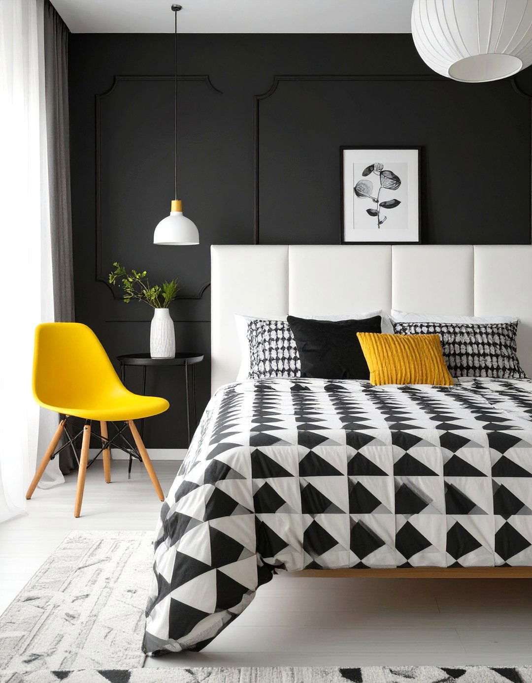The Graphic Black and White Bedroom - 30 mens bedroom ideas on a budget