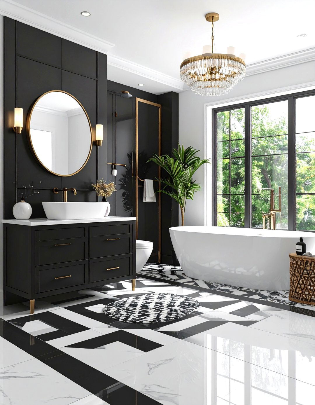 The Graphic Black and White Guest Bathroom - 30 guest bathroom decor ideas