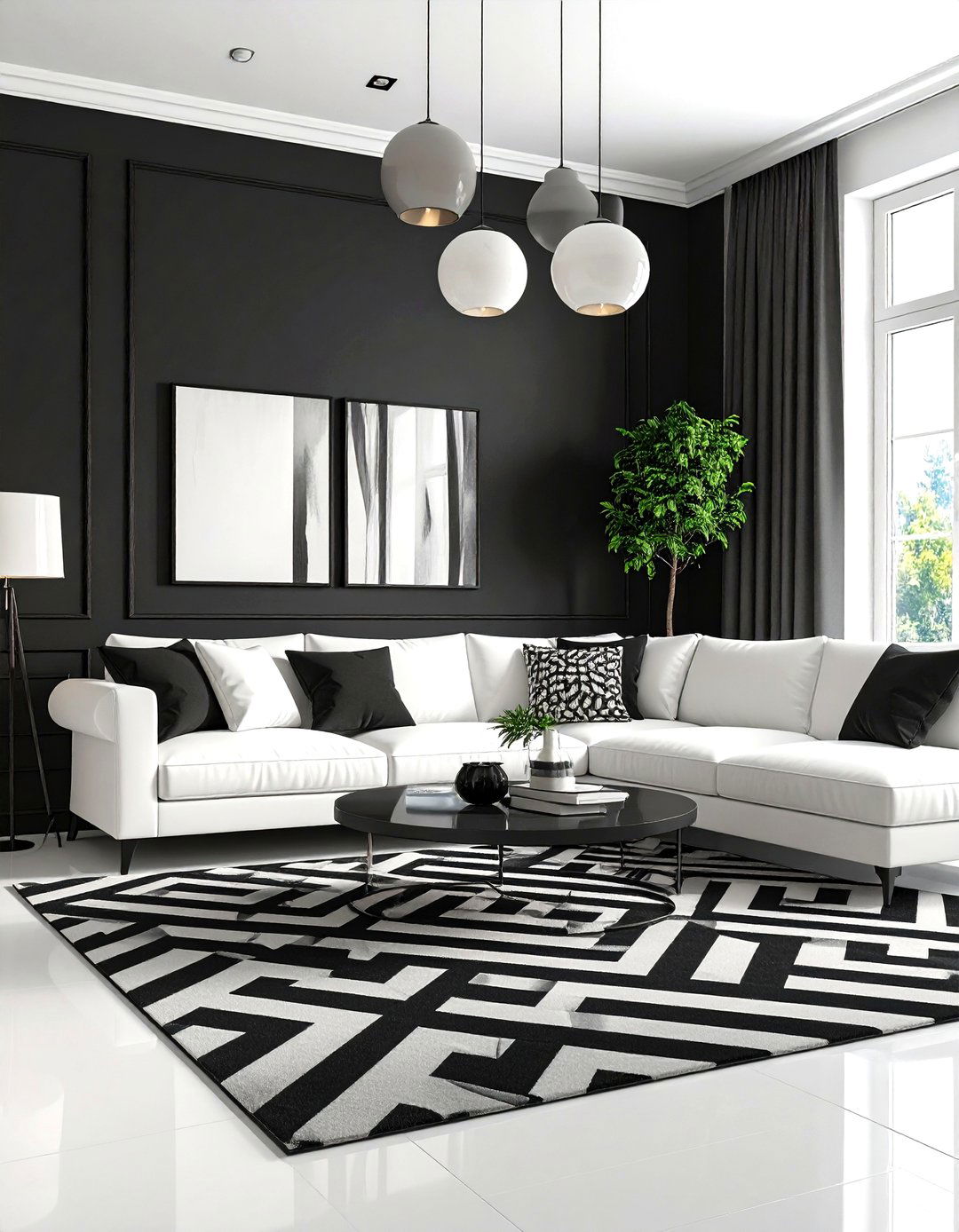 The Graphic Black and White Living Room - 30 l shaped living room ideas