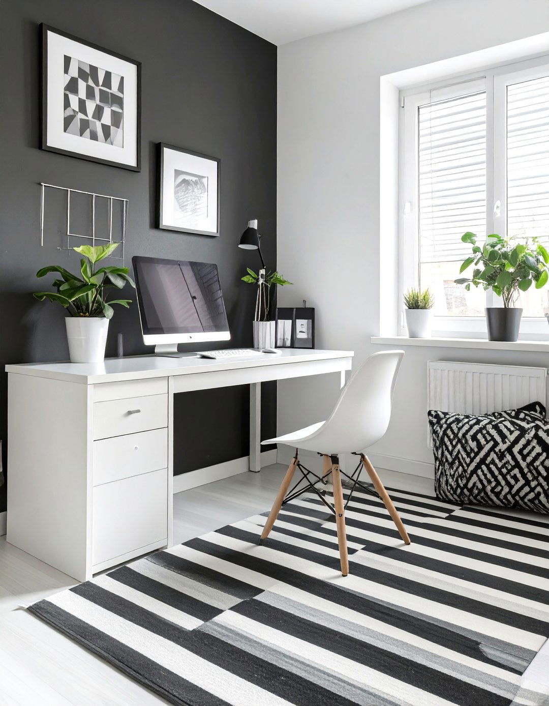 The Graphic Black and White Small Office - 30 low budget small office interior design ideas