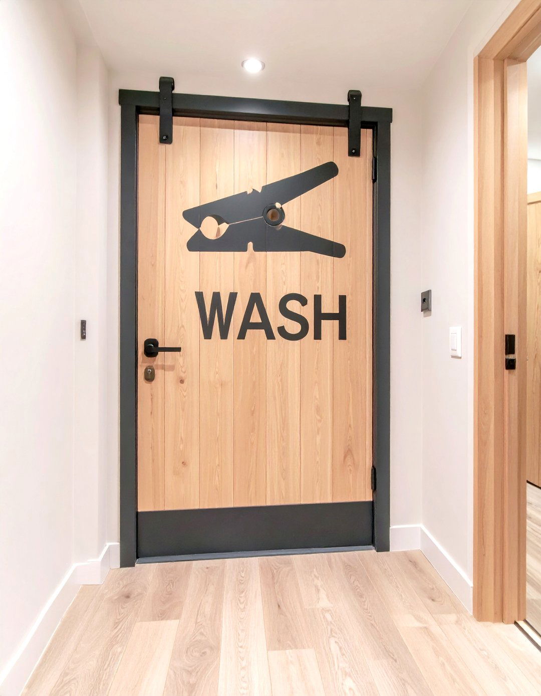 The Graphic Decal Door - 30 laundry door ideas