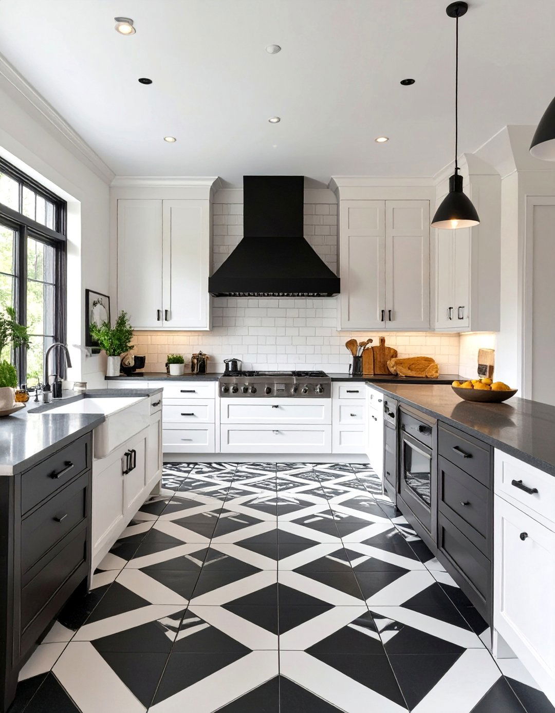 The Graphic Floor Tile Farmhouse Kitchen - 30 ai modern farmhouse kitchen ideas