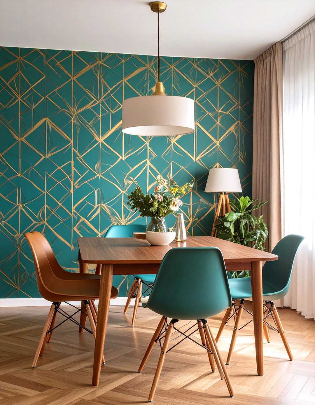The Graphic Patterned Dining Area - 30 mid century interior design ideas