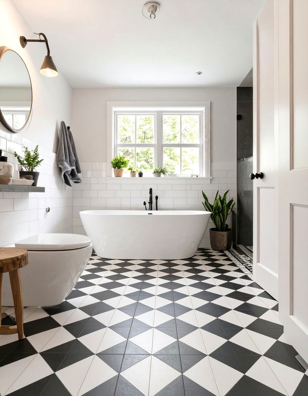 The Graphic Tile Statement Floor - 30 modern cottage interior design ideas