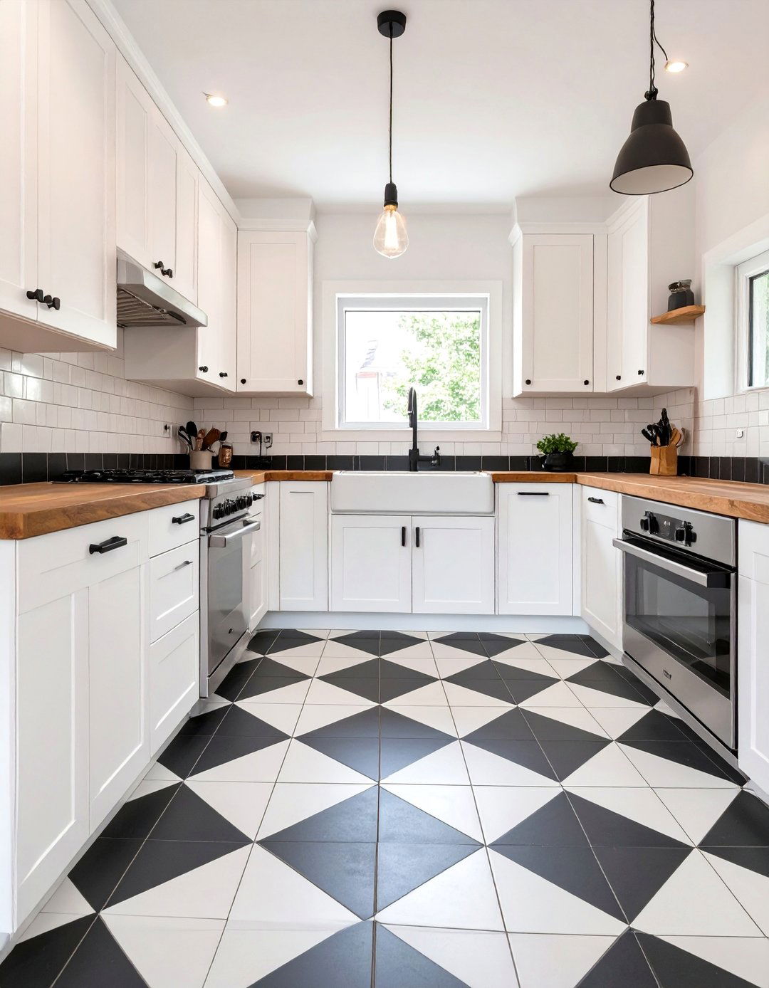 The Graphic Tile Statement Kitchen - 30 apartment kitchen ideas