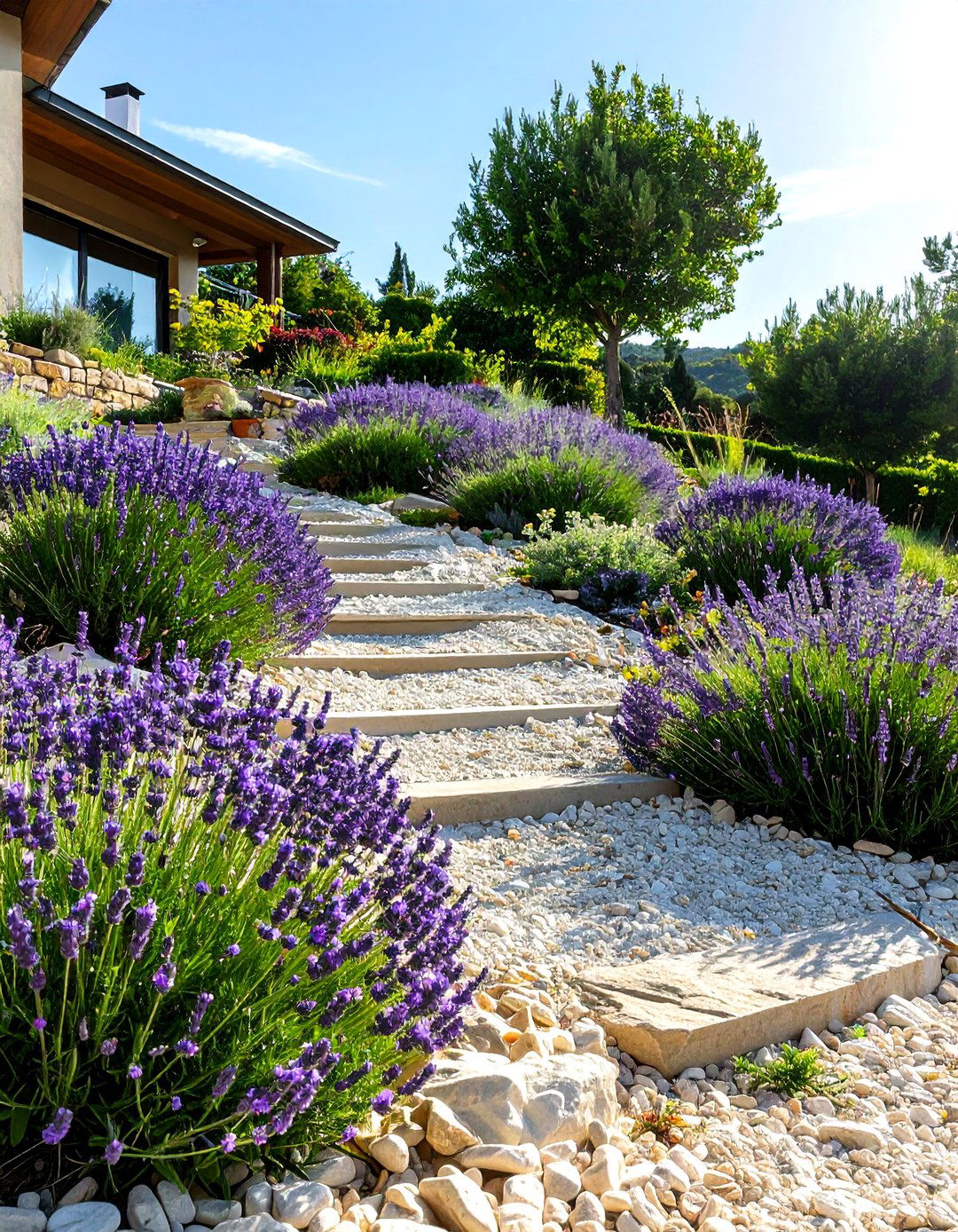 The Gravel Garden Slope - 30 hillside landscaping ideas on a budget