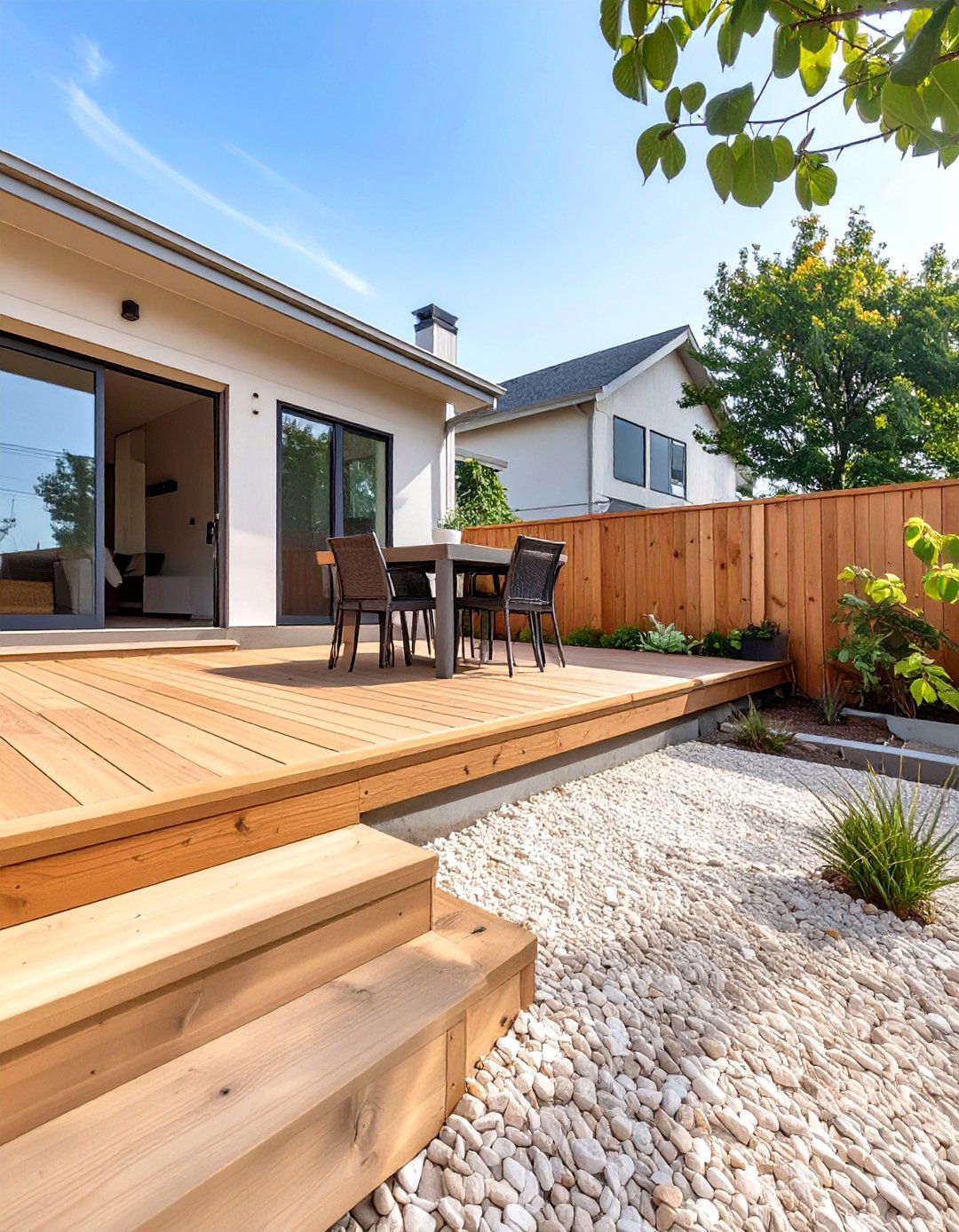 The Gravel Patio Extension Deck - 30 inexpensive deck ideas