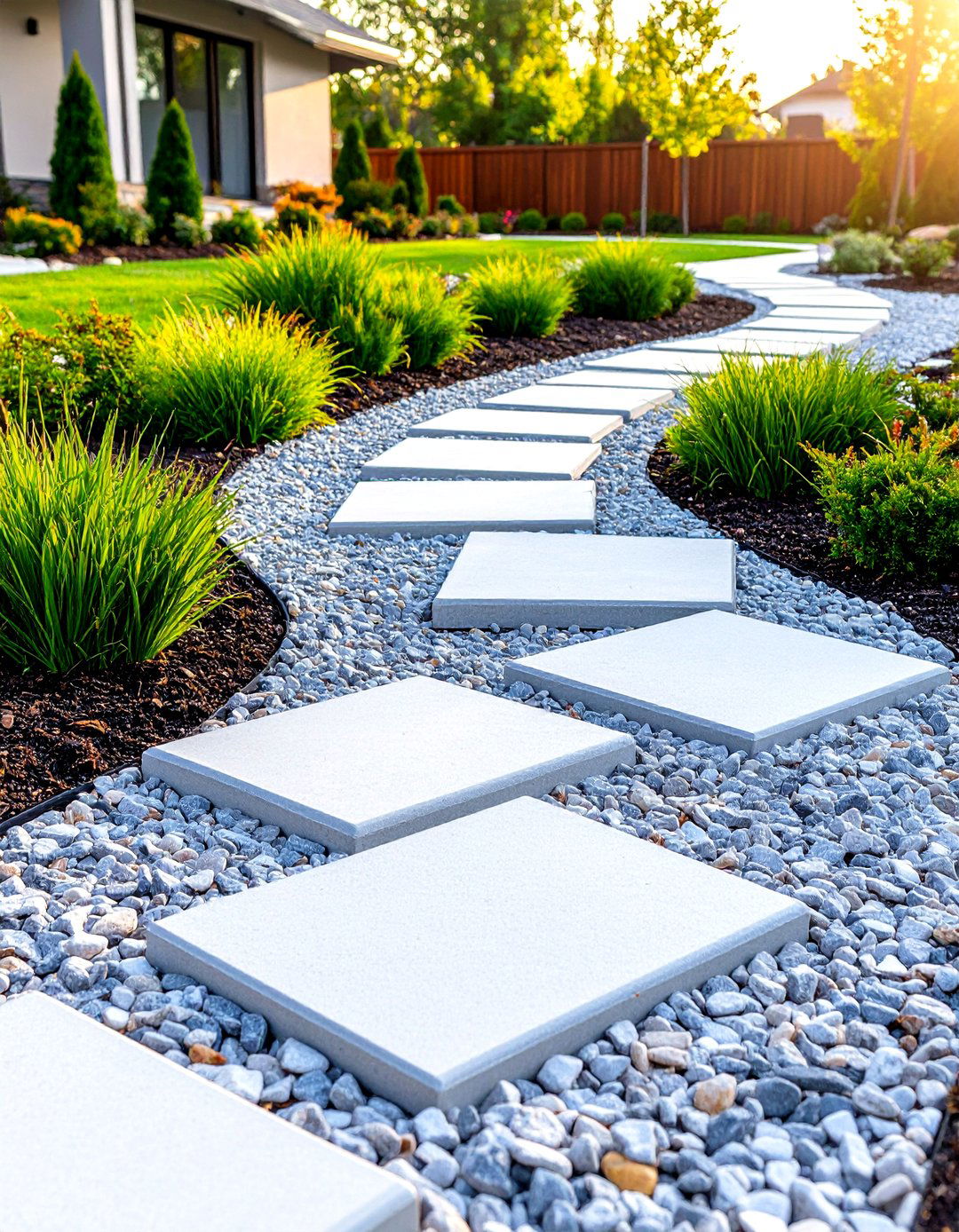 The Gravel and Paver Front Landscape - 30 front landscape ideas