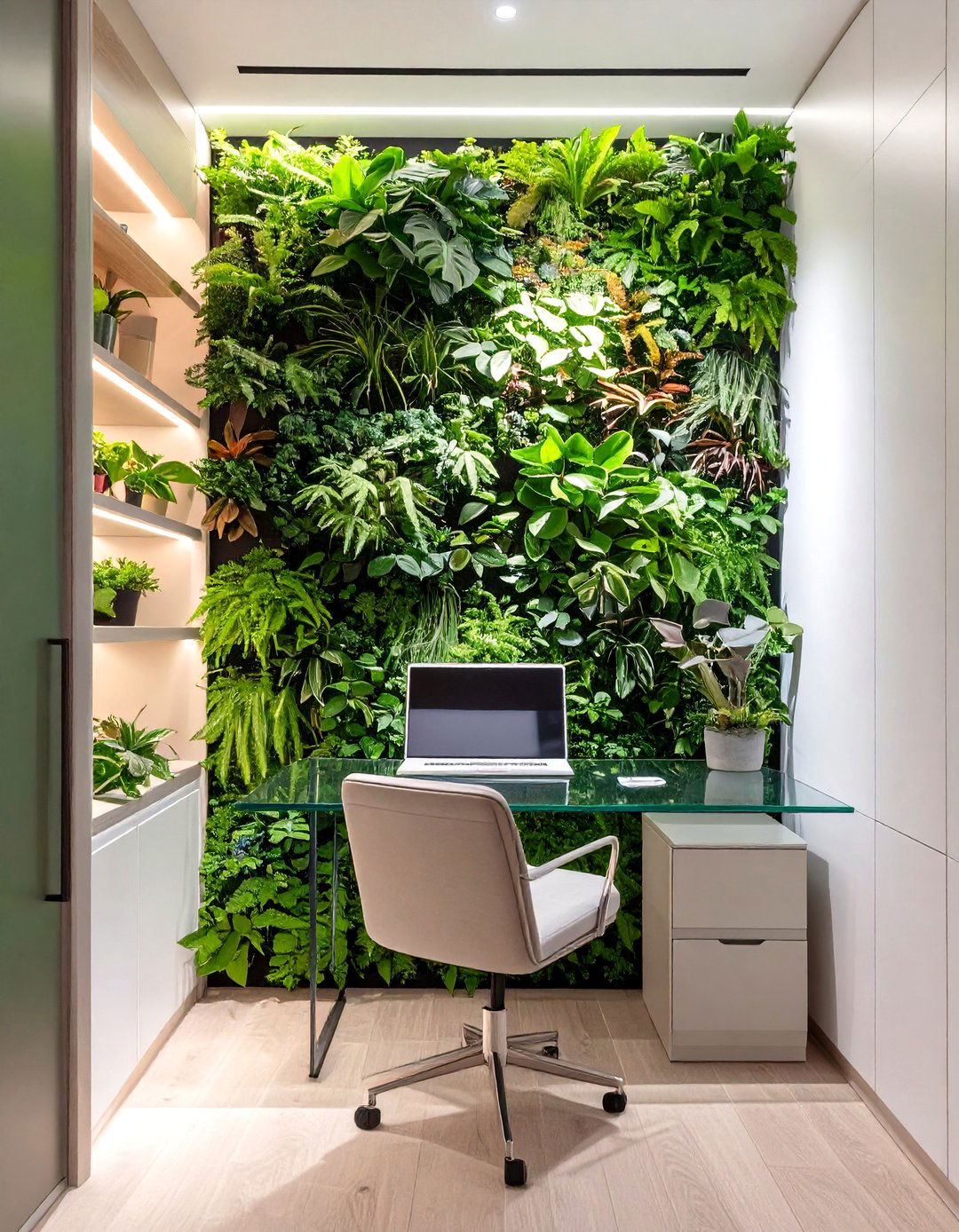 The Green Wall Jungle Nook - 30 closet office ideas