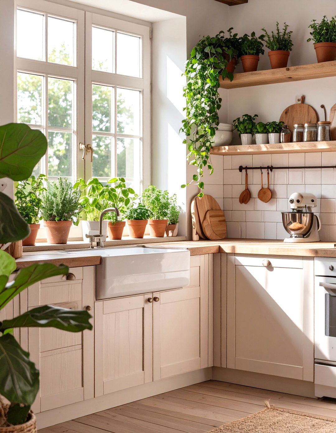 The Greenery Filled Farmhouse Kitchen - 30 modern farmhouse kitchen ideas