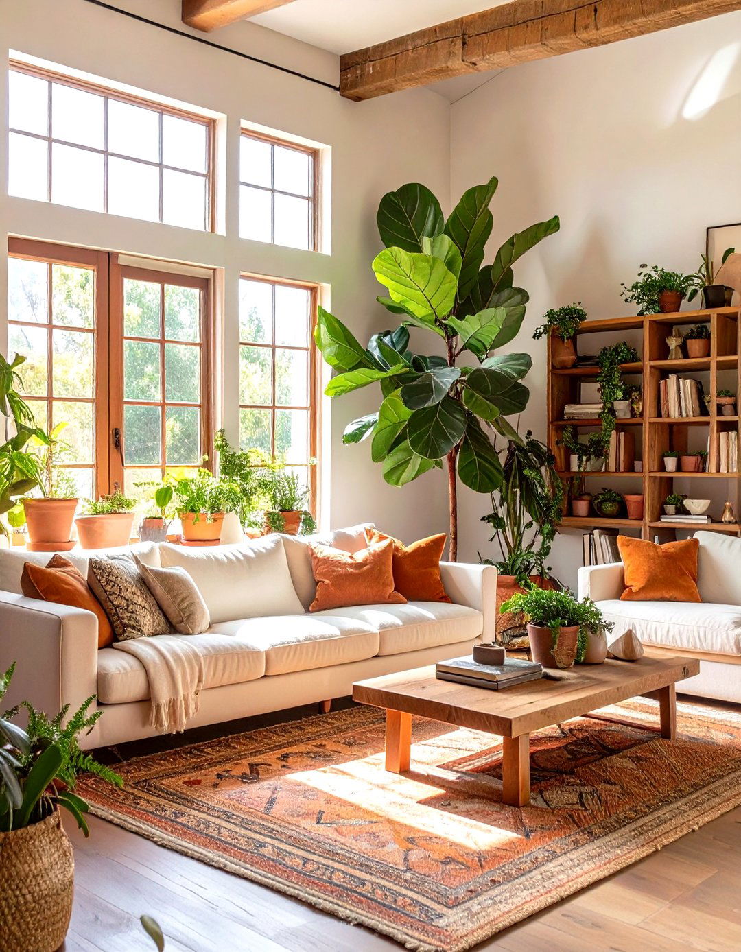 The Greenery Filled Living Room - 30 modern farmhouse farmhouse living room ideas