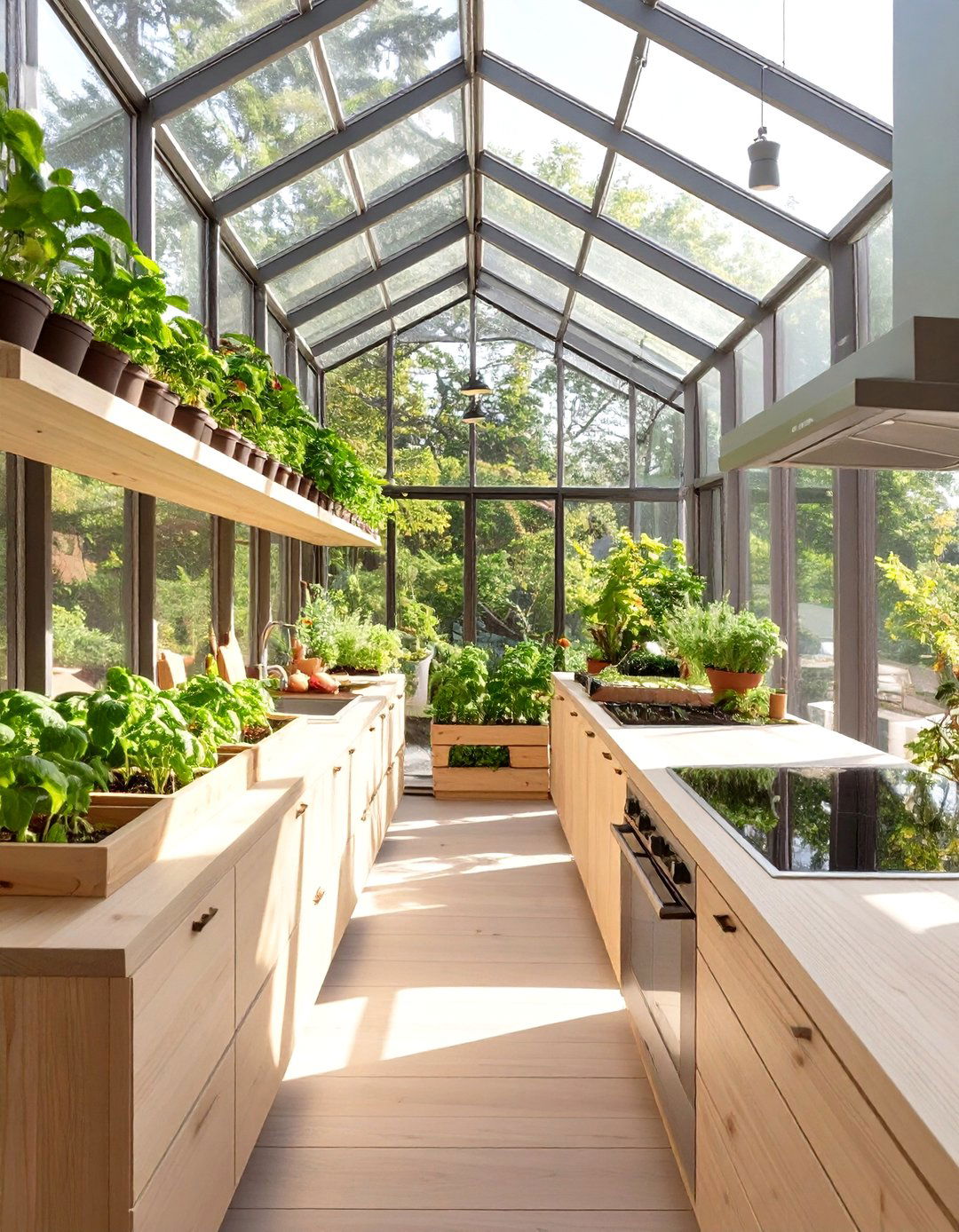 The Greenhouse Galley Kitchen - 30 minecraft kitchen ideas