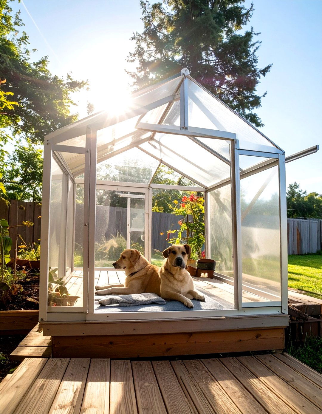 The Greenhouse Style Sun Kennel - 30 homemade outdoor dog kennel ideas