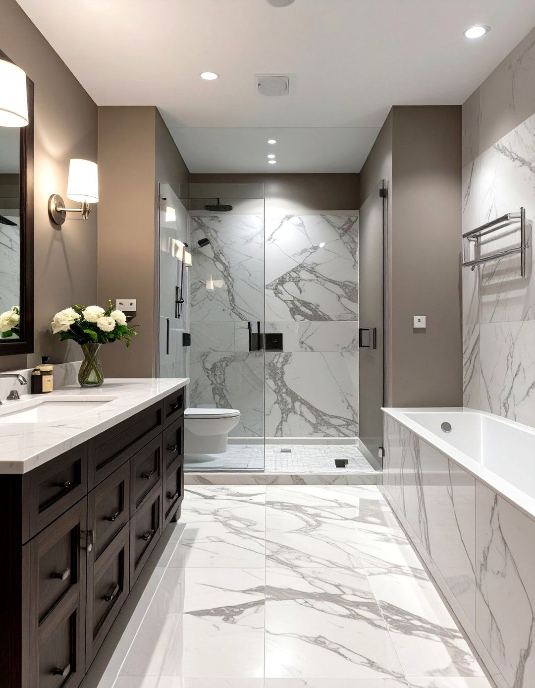 The Greige and Marble Bathroom - 30 bathroom color ideas 2025