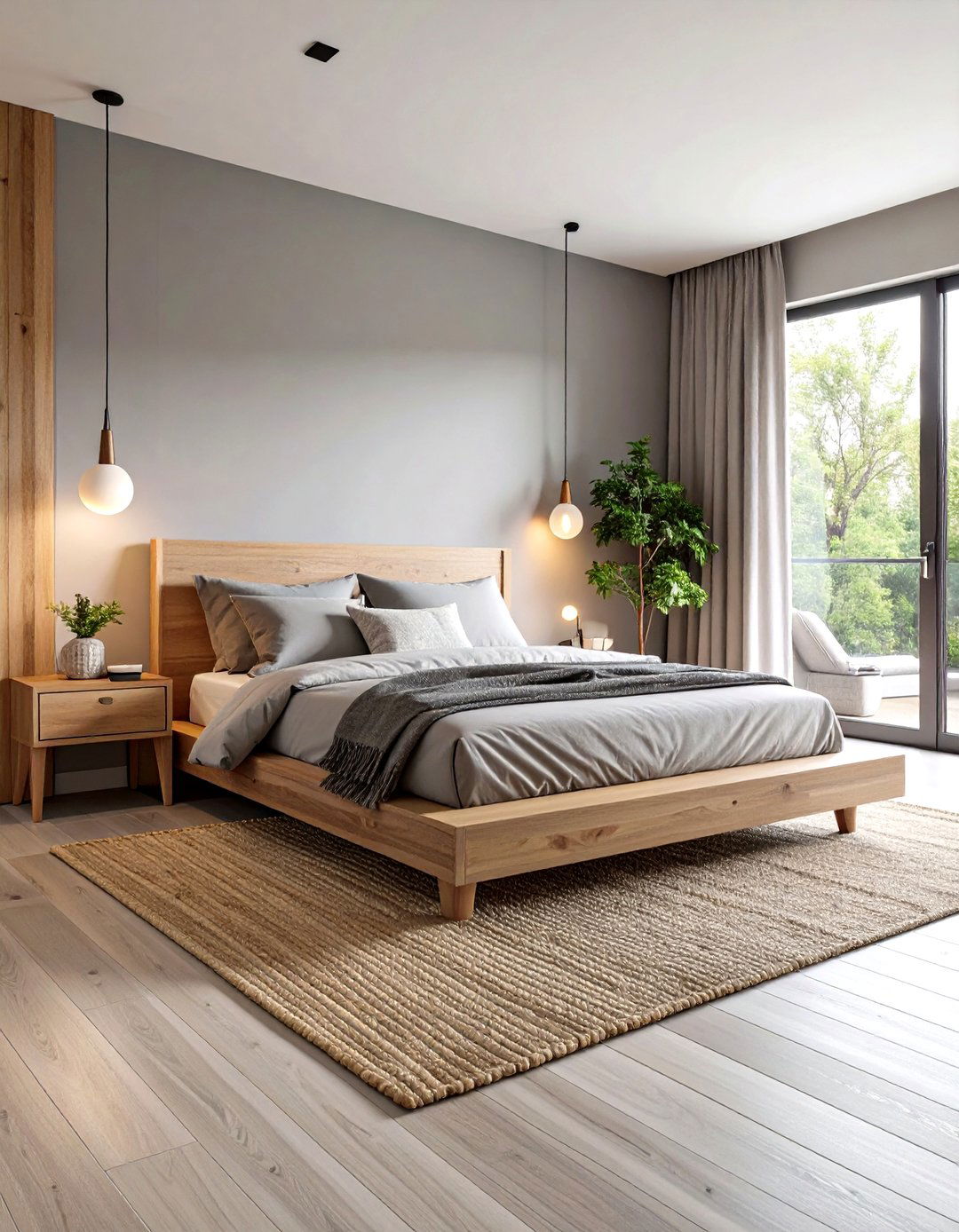 The Grey Bedroom with Natural Wood - 30 grey bedroom ideas
