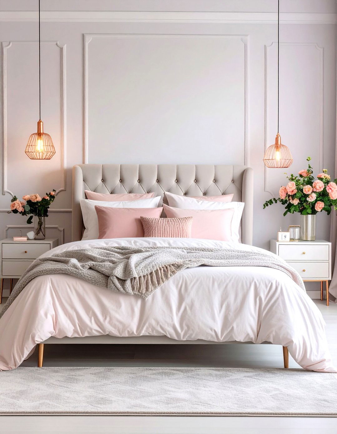 The Grey and Blush Pink Bedroom - 30 grey bedroom ideas