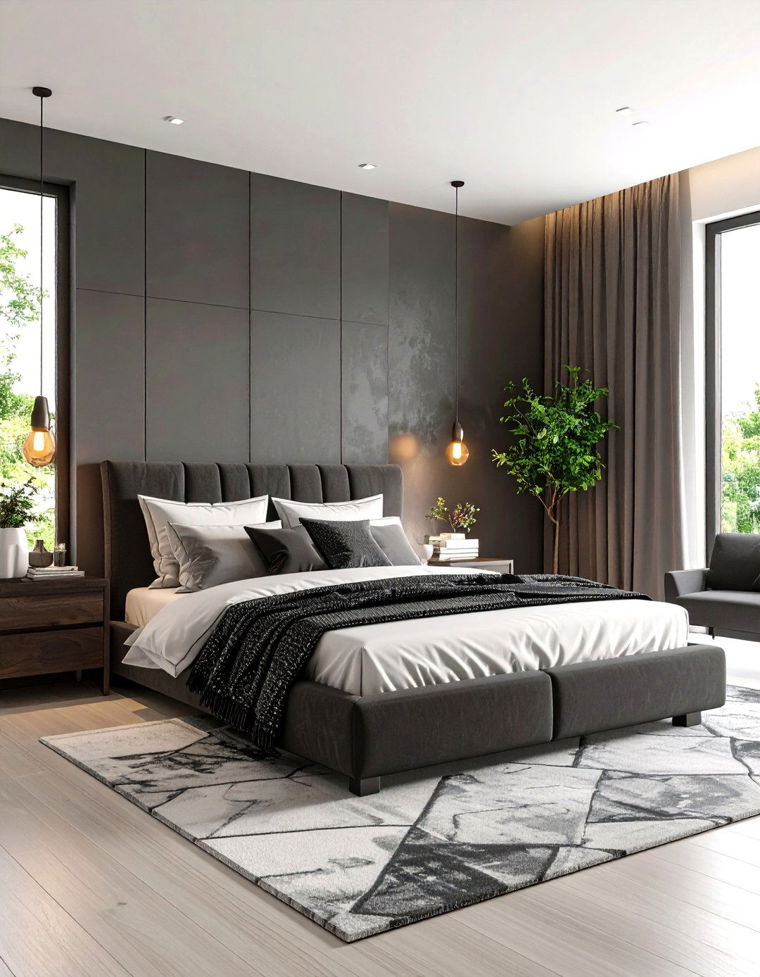 The Grey and White High Contrast Bedroom - 30 grey bedroom ideas
