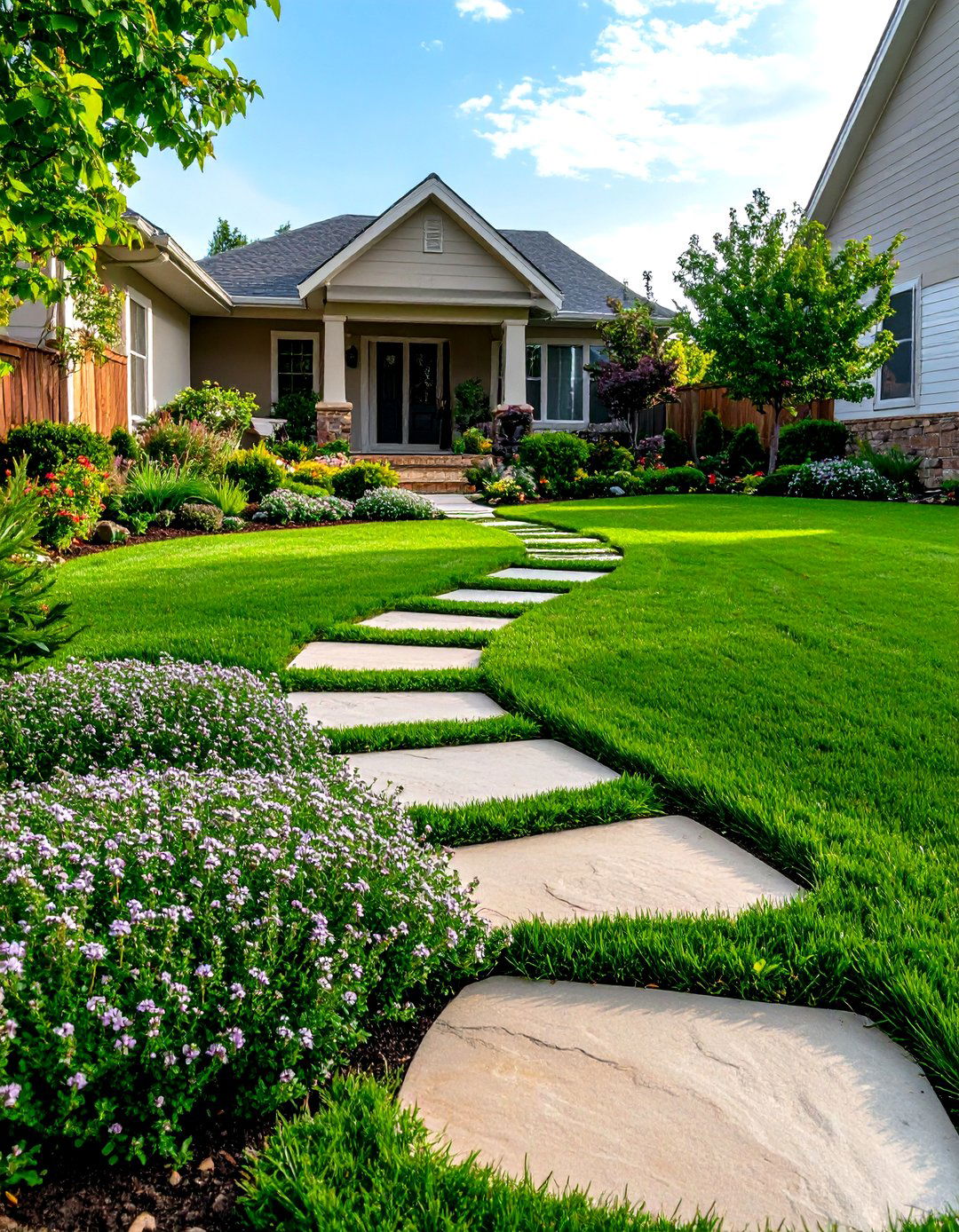 The Ground Cover Lawn Alternative - 30 front yard landscaping ideas on a budget