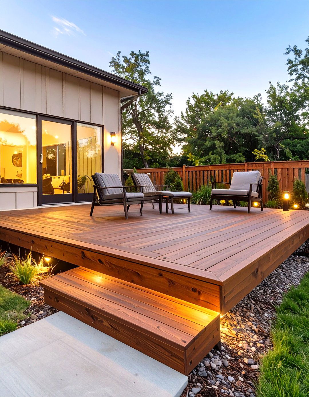 The Ground Level Floating Deck - 30 inexpensive deck ideas