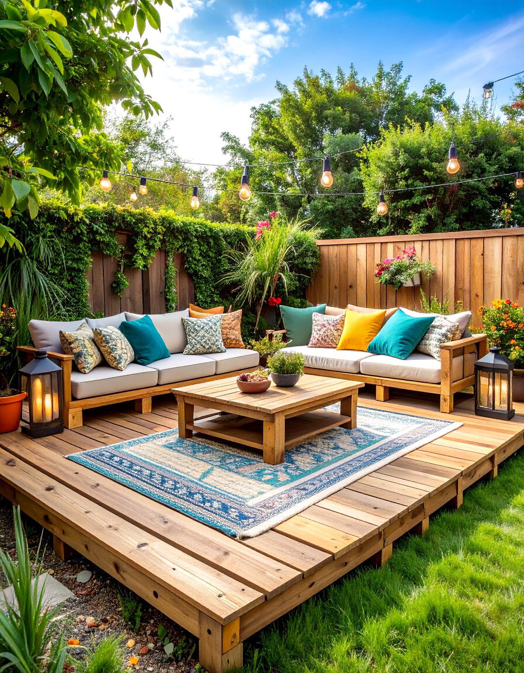 The Ground Level Pallet Deck - 30 backyard deck ideas on a budget