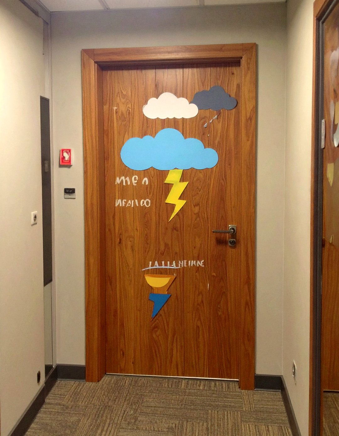 The Grumpy Weather Report Door - 30 office funny  door decorating contest ideas