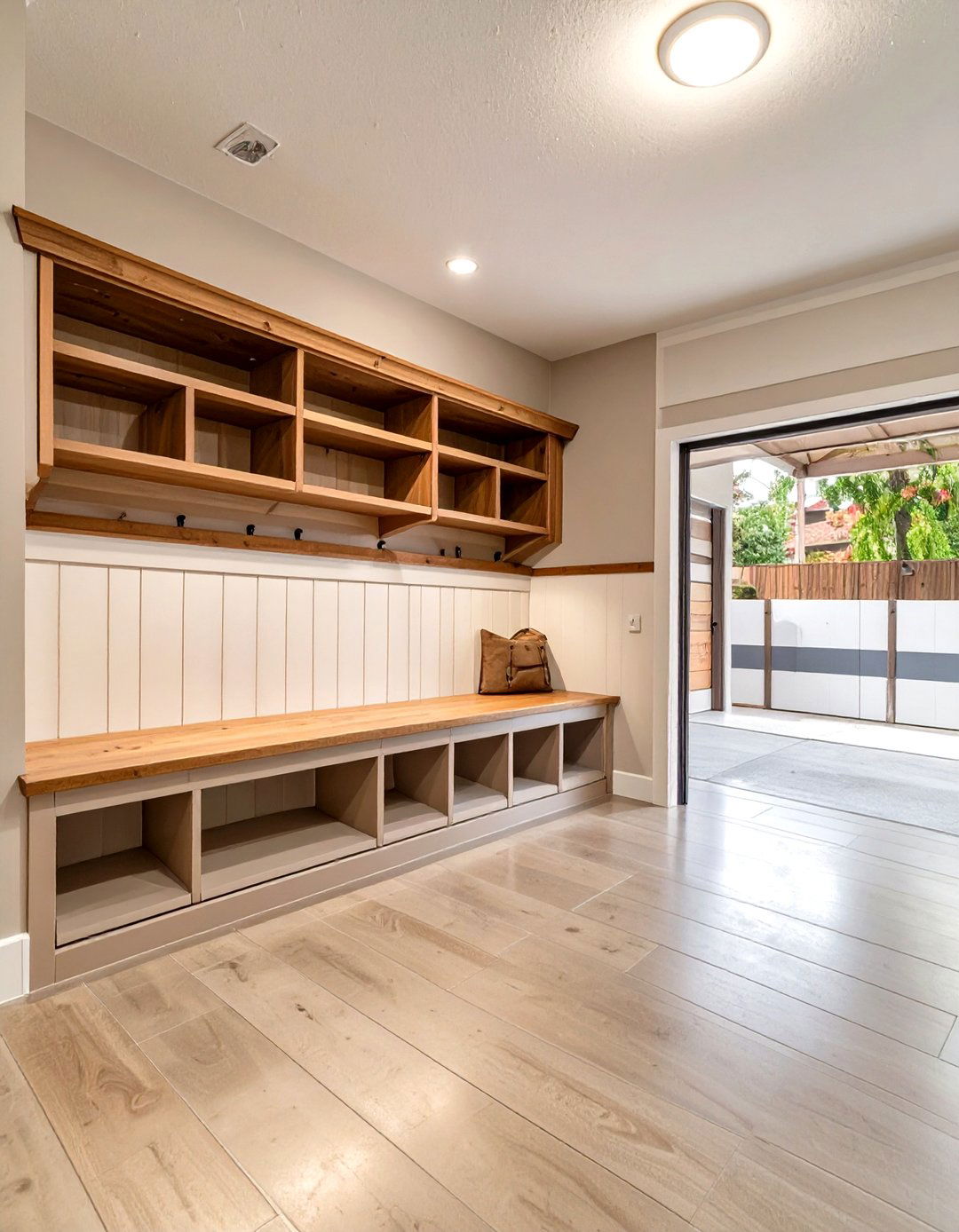 The Half Wall Divider Garage Mudroom - 30 garage mudroom ideas