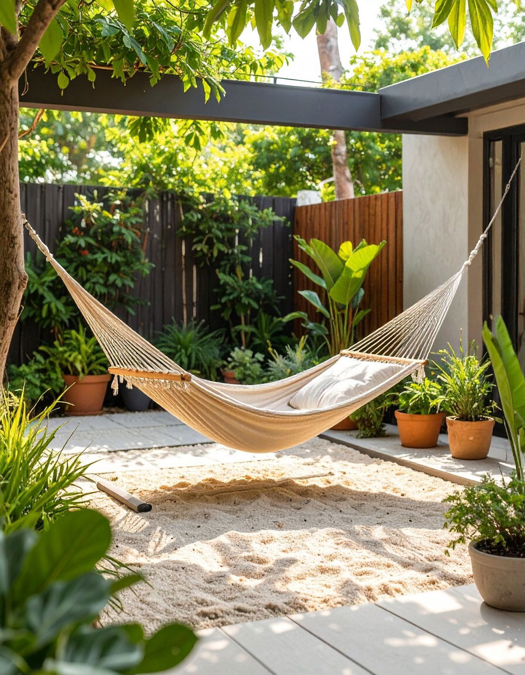 The Hammock Hangout Zone - 30 modern small backyard ideas
