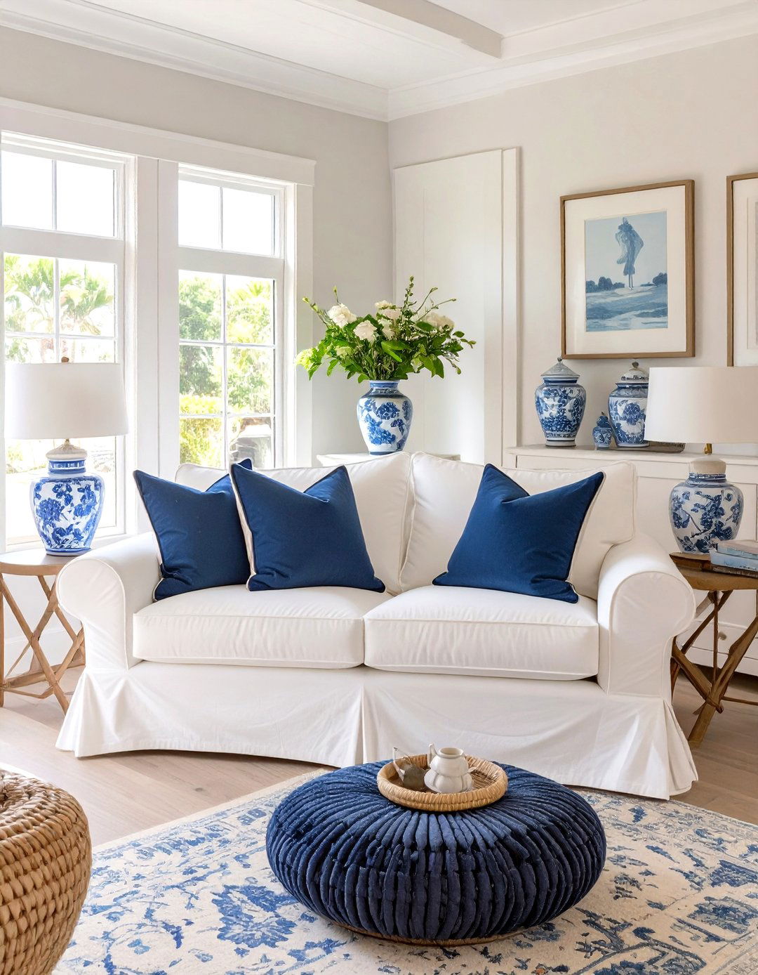The Hamptons Inspired Living Room - 30 modern coastal living room ideas