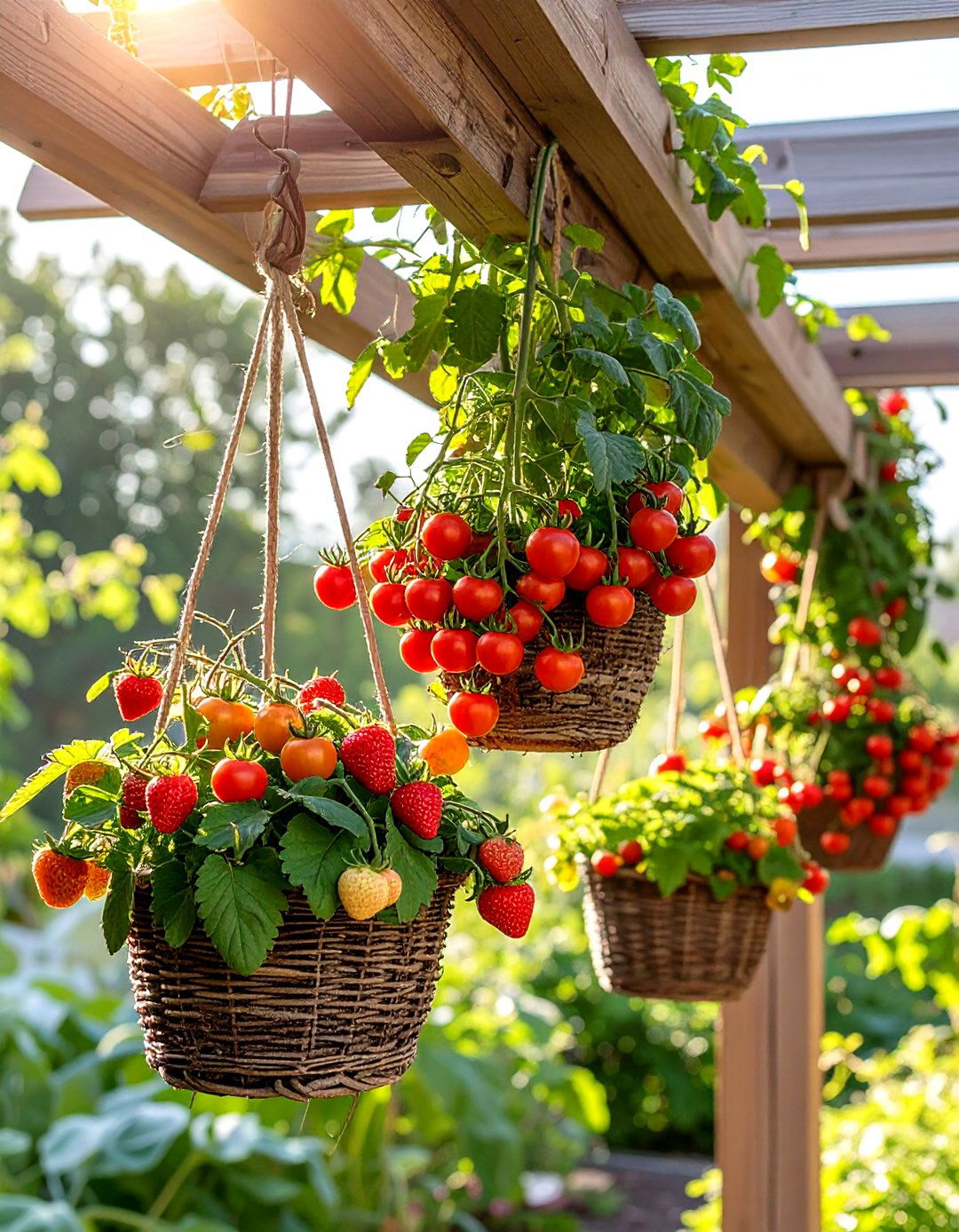 The Hanging Basket Vegetable Garden - 30 backyard vegetable garden ideas