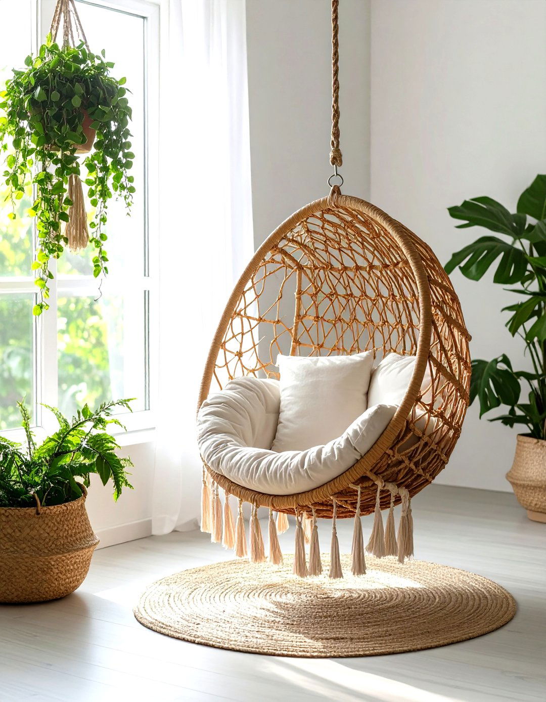 The Hanging Chair Corner - 30 layout ways to arrange a small bedroom ideas