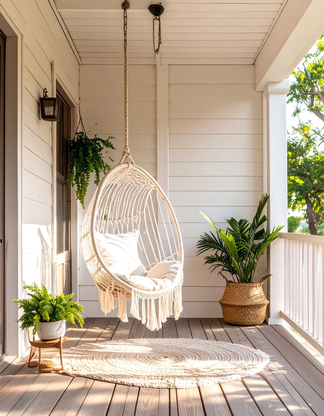 The Hanging Chair Haven Porch - 30 curb appeal small front porch ideas on a budget