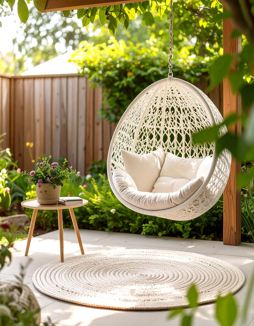 The Hanging Chair Reading Nook - 30 backyard patio ideas on a budget