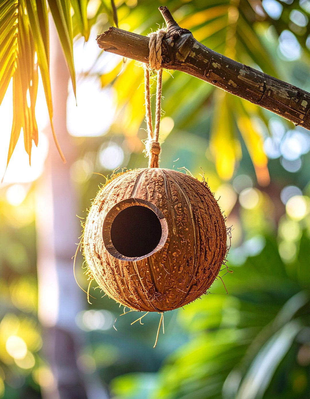 The Hanging Coconut Bird House - 30 bird house design ideas
