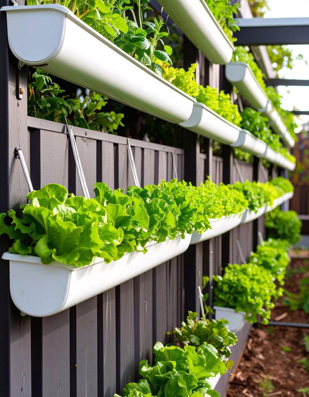 The Hanging Gutter Garden - 30 creative vegetable garden design ideas