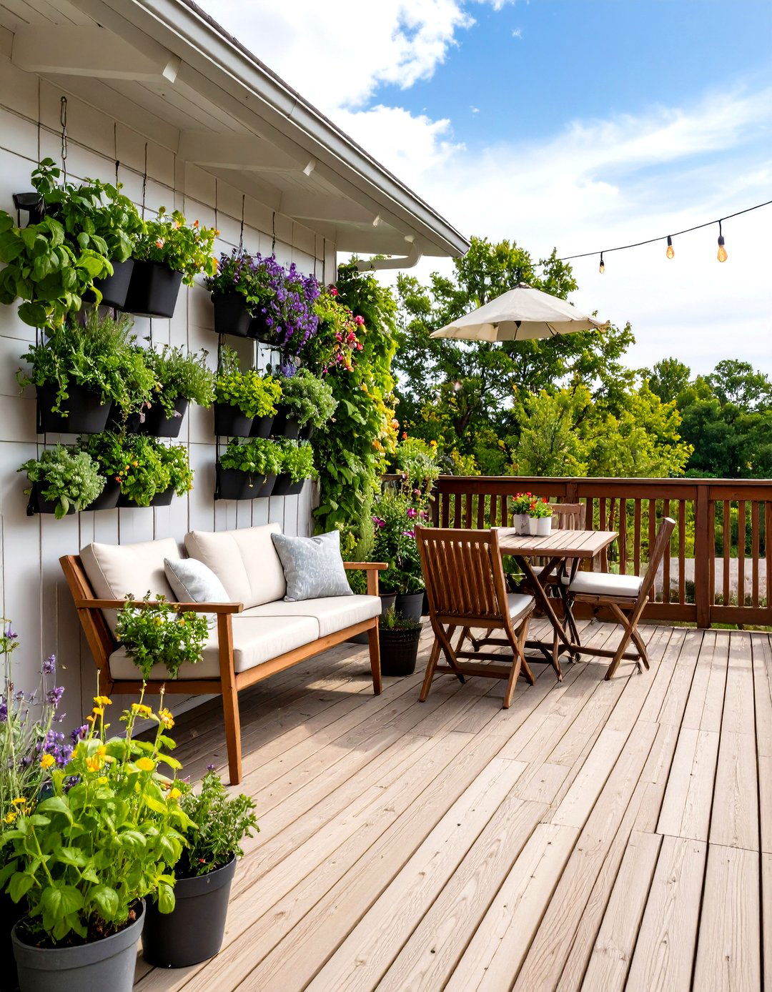 The Hanging Herb Garden Divider - 30 deck privacy screen ideas