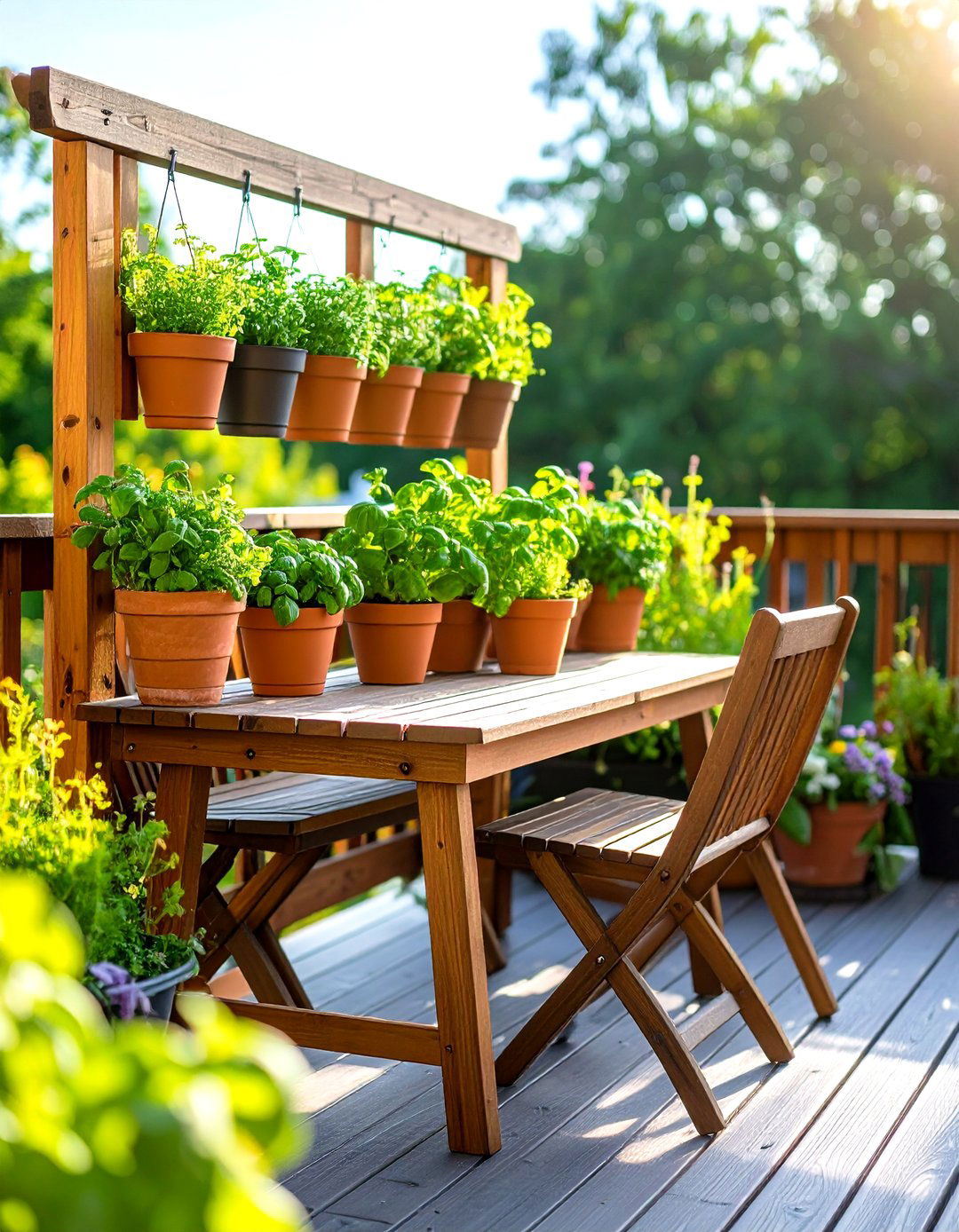 The Hanging Herb Garden Trellis - 30 deck privacy ideas